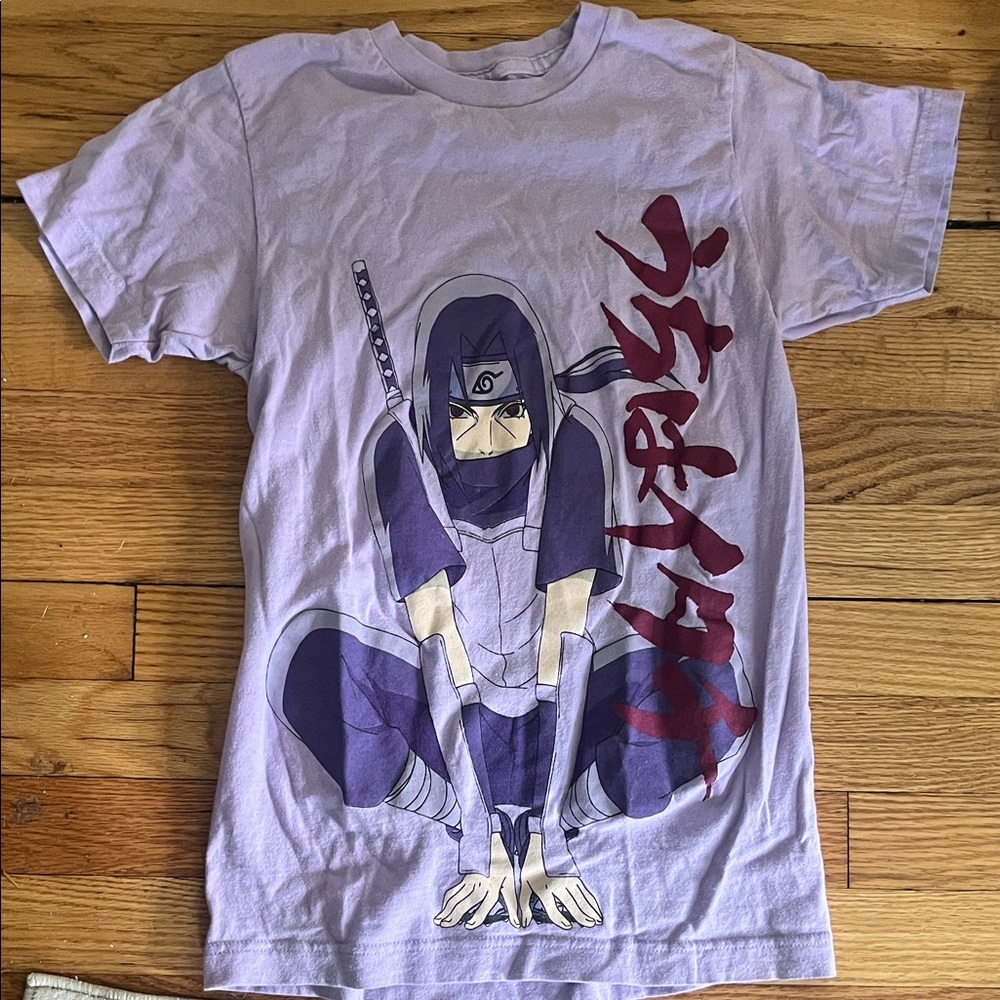 Anime Graphic Short Sleeve Tee - Lavender